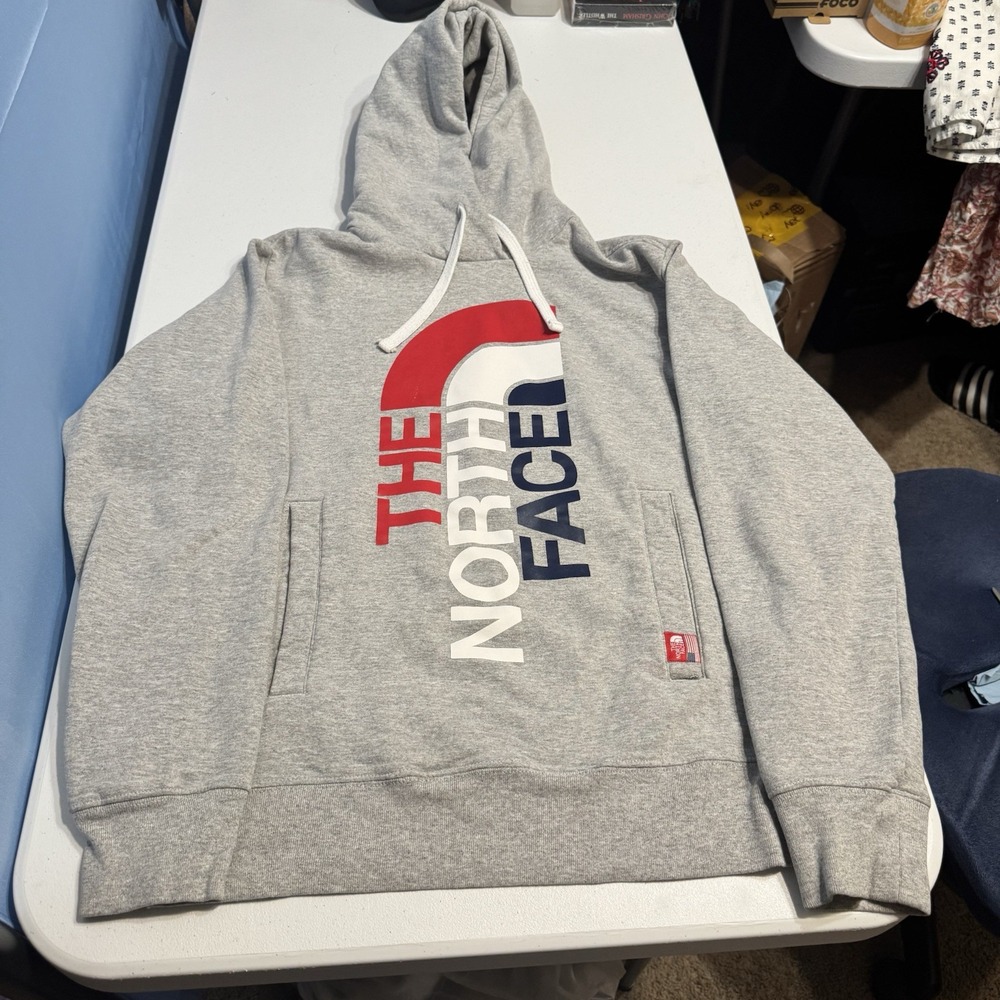 The North Face Hoodie Mens S Sweatshirt Big Logo Gray‎ USA RU/14